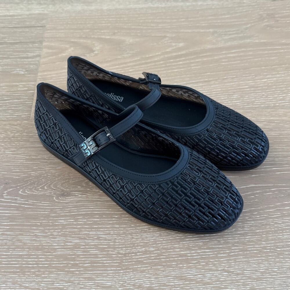 Melissa Harper Jelly Mary Jane Flats Size US6 Dark Grayish Black